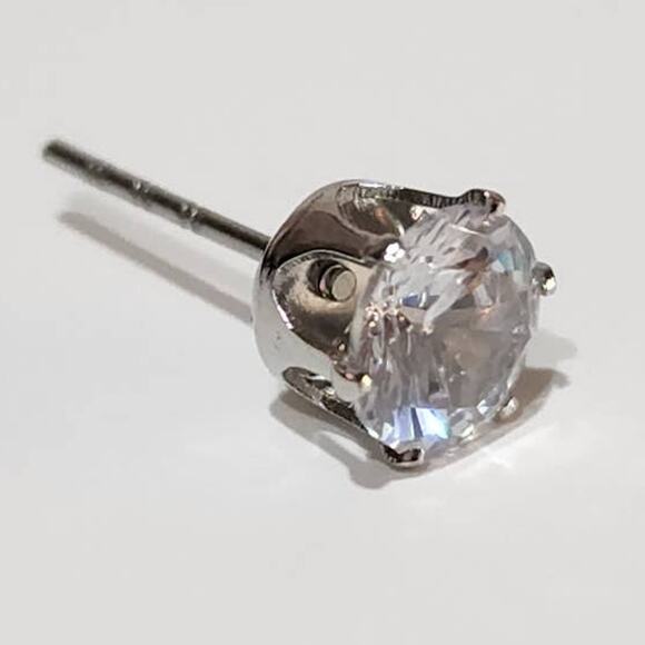 Silver Round Cut Brilliant Cubic Zirconia 2 CTW Stud Earrings - Picture 6 of 11